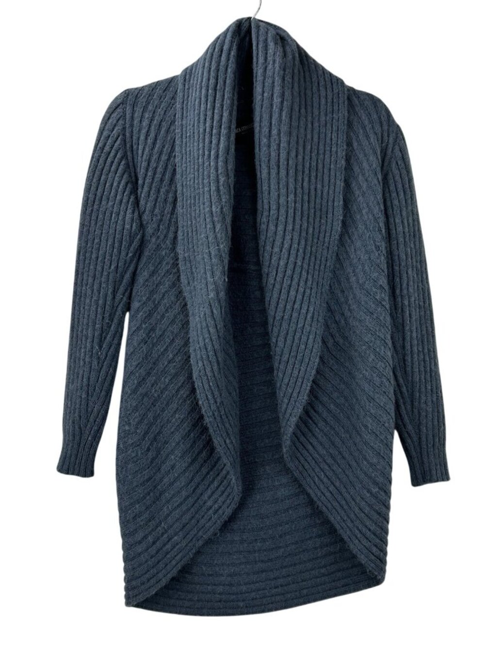 Alpaca Connection Cardigan Open Front Blue Women Small Shawl Collar Alpaca Blend